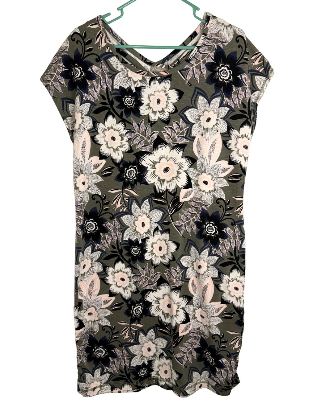 T by Talbots Floral Short Sleeve Knee Length Dress Size Large